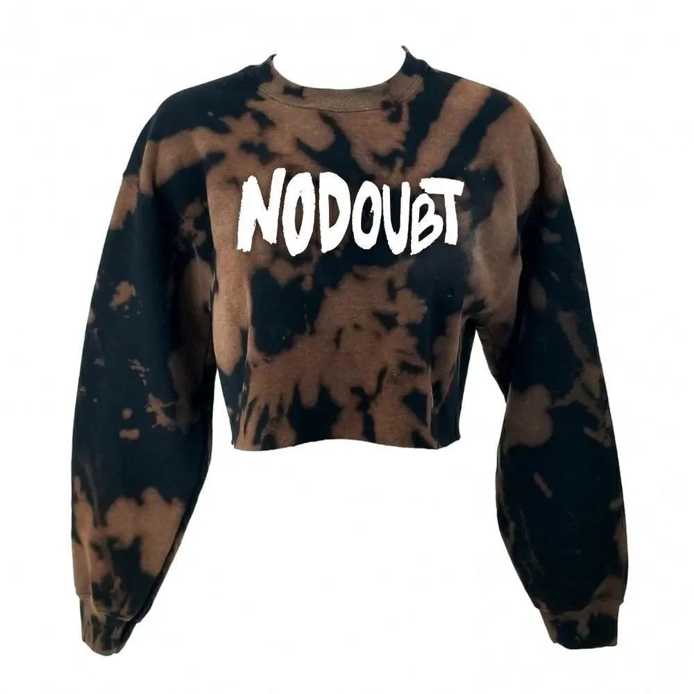 NO DOUBT Ska Punk Rock Band Rap Acid Wash Cropped Crop Top Crewneck Sweatshirt